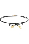 ELIZABETH AND JAMES DOTTI LEATHER AND GOLD-PLATED CHOKER