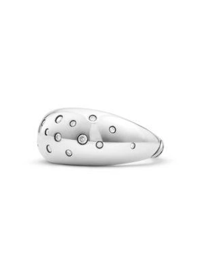 David Yurman Pure Form Sterling Silver Ring With Diamonds In White/silver