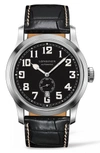 LONGINES HERITAGE AUTOMATIC MILITARY LEATHER STRAP WATCH, 44MM,L28114530
