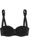 DOLCE & GABBANA LACE-TRIMMED STRETCH SILK-SATIN BALCONETTE BRA