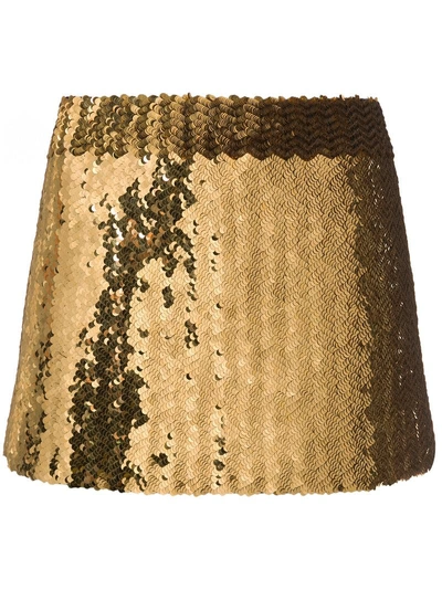 Marc Jacobs Chevron Sequined Mini Skirt In Gold
