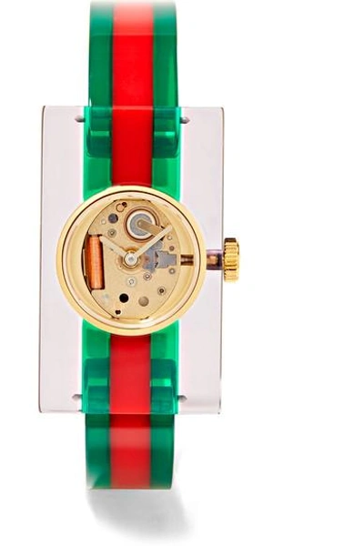 Gucci Women's Transparent Plexiglas Bangle Watch In Gold Multi