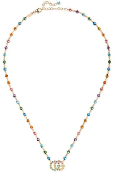 Gucci Running G Necklace With Topaz, Citrine & Sapphire In Multi/gold