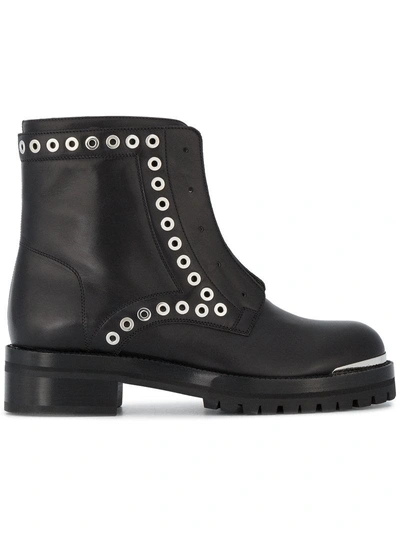 Alexander Mcqueen Studded Leather Combat Boots In Black