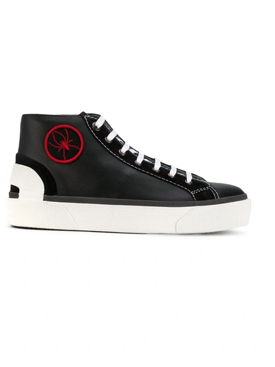 Lanvin Spider Mid-top Leather Trainers In Black