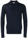 Paolo Pecora Long Sleeved Polo Shirt In Blue