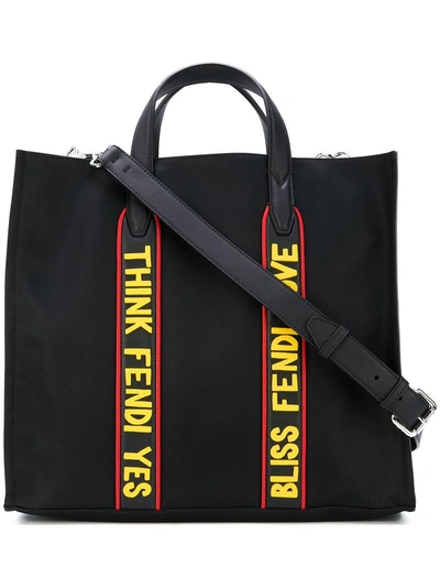 Fendi Men's Vocabulary Nylon & Leather Tote Bag In Black