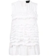 SIMONE ROCHA White Gathered Sleeveless Shirt,1169211266929391370