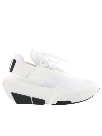 Y-3 对比系带运动鞋 In White