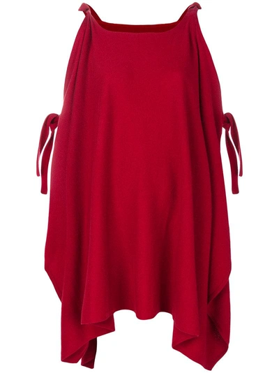 Cashmere In Love Cashmere Cape With Bow Ties In Red