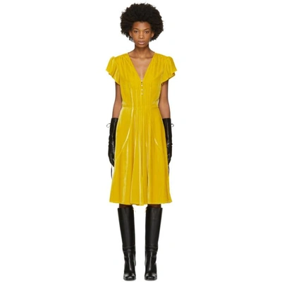 Altuzarra Camilla Faux Pearl-embellished Velvet Dress In Saffron