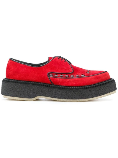 Adieu Type 101 Suede Platform Brogue Shoes In Red