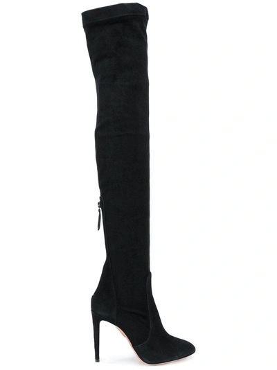 Aquazzura Suede All I Need Thigh High Boots 105 In Black