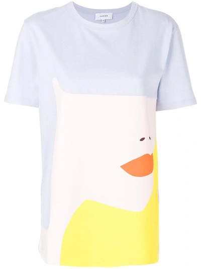 Carven Visage Printed T-shirt In Baby Blue