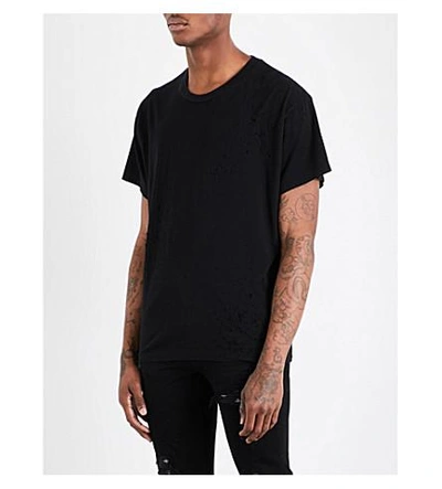 Amiri Shotgun Distressed-detail Cotton-jersey T-shirt In Black