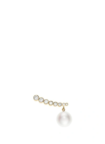 Sophie Bille Brahe 'croissant Mer Au Sud' Diamond South Sea Pearl Single Earring In Gold