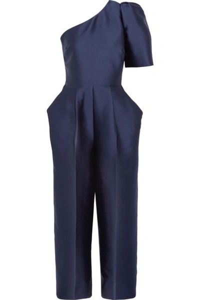 Stella Mccartney One-shoulder Duchesse-satin Jumpsuit In Blue