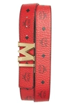 Mcm Men's Claus M Reversible Logo Belt In Ruby Red