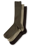 Calvin Klein 3-pack Wide Rib Dress Socks In Chocolate Multi