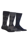 Polo Ralph Lauren Diamond Dress Socks 3-pack In Black/ Charcoal Heather/ Navy