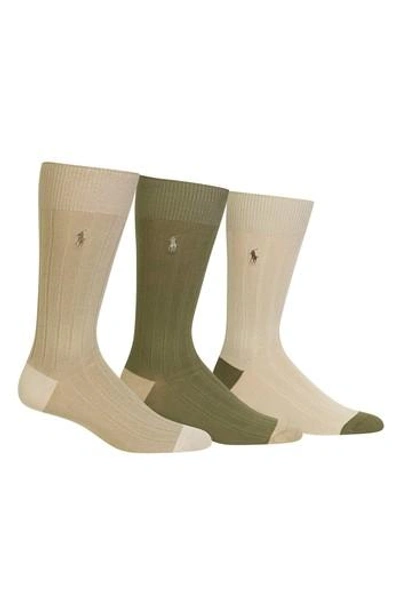 Polo Ralph Lauren 3-pack Ribbed Socks In Khaki