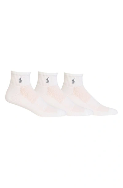 Polo Ralph Lauren Men's Socks, Extended Size Classic Athletic Quarter 3 Pack In White