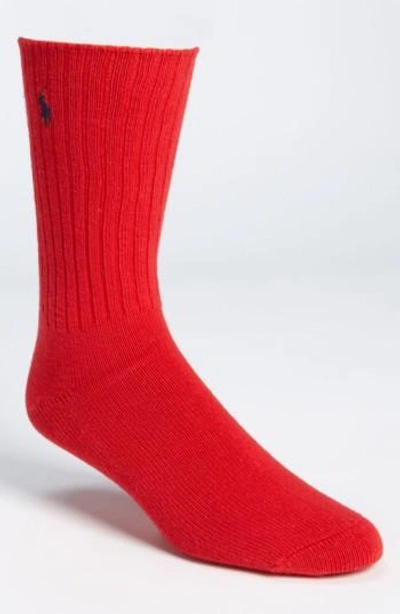 Polo Ralph Lauren Ribbed Crew Socks In Red