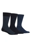 Polo Ralph Lauren Supersoft Birdseye, Solid Rib & Melange Trouser Socks - Pack Of 3 In Navy