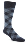 Cole Haan Men's Plaid Crew Socks In Blue Rain Htr