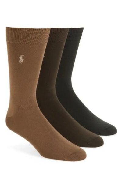 Polo Ralph Lauren Men's 3 Pack Super-soft Dress Socks In Brown Assorted