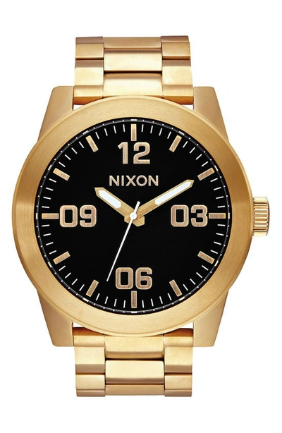 Nixon 'the Corporal' Bracelet Watch, 48mm In Gold/ Black