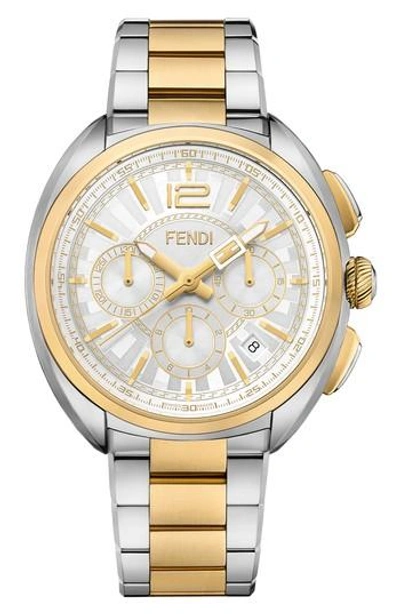 Fendi Momento Chronograph Bracelet Watch, 46mm In Silver