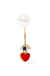 DELFINA DELETTREZ 18-KARAT GOLD, PEARL AND ENAMEL EARRING