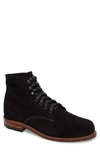 Wolverine '1000 Mile' Plain Toe Boot In Black Suede