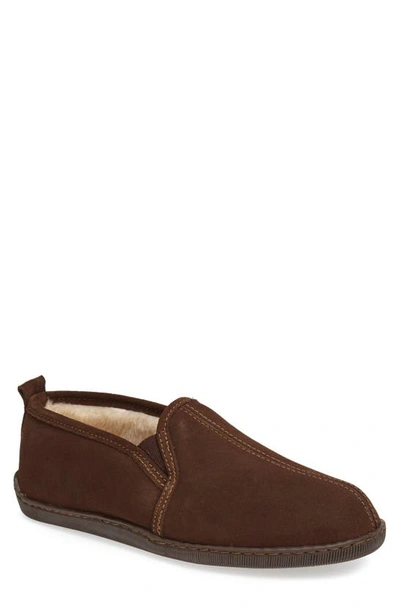 Minnetonka Suede Slipper In Chocolate