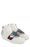 GUCCI NEW ACE JAGUAR EMBROIDERED PATCH HIGH TOP SNEAKER,478194DOPV0