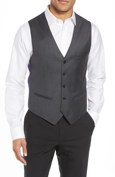 Ted Baker Troy Slim Fit Solid Wool Waistcoat In Charcoal