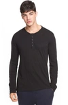 Atm Anthony Thomas Melillo Slub Jersey Destroyed Wash Henley In Black
