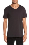 Vince Slub Short-sleeve V-neck T-shirt In Black