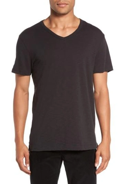 Vince Slub Short-sleeve V-neck T-shirt In Black