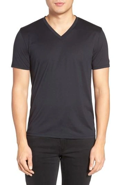 Gucci Silk & Cotton V-neck T-shirt In Eclipse