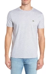 Lacoste Crew Neck Cotton Pima Tee In Silver Chine