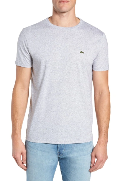 Lacoste Crew Neck Cotton Pima Tee In Silver Chine