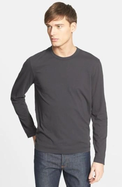 James Perse Long Sleeve Crewneck T-shirt In Gray