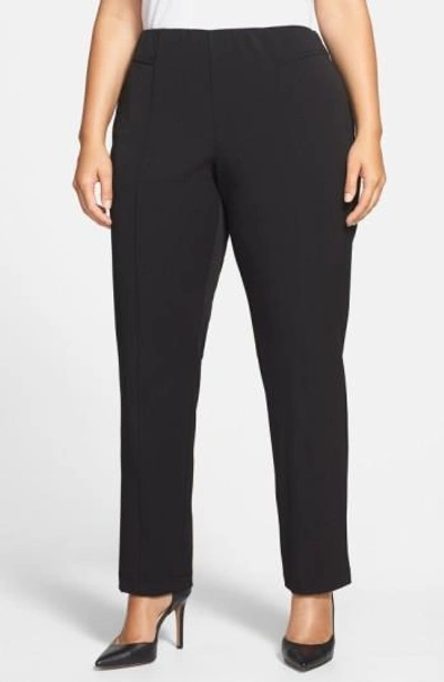 Vince Camuto Women's Plus Size Front-seam Straight-leg Pants In Rich Black