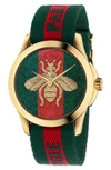 GUCCI LE MARCHE DES MERVEILLES NYLON STRAP WATCH, 45MM,YA126487A