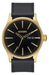 NIXON THE SENTRY LEATHER STRAP WATCH, 42MM,A105513