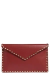 Valentino Garavani Rockstud Leather Envelope Pouch - Burgundy In Dark Red