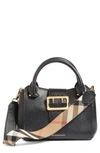 BURBERRY SMALL BUCKLE LEATHER SATCHEL - BLACK,4033787