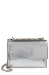 SAINT LAURENT MEDIUM SUNSET OPIUM LEATHER CROSSBODY BAG - GREY,4429060A40E